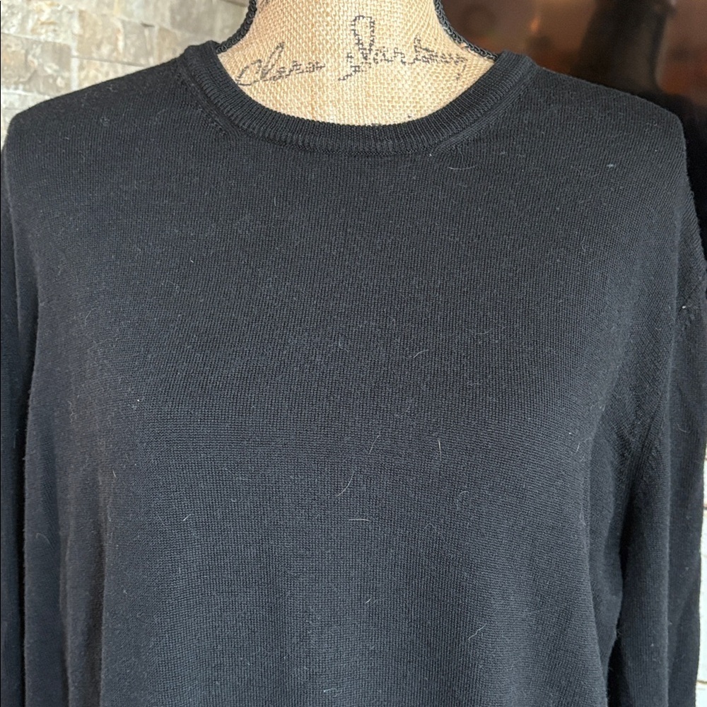 Gran Sasso Made in Italy wool silk blend black crewneck long sleeve sweater - Picture 2 of 16